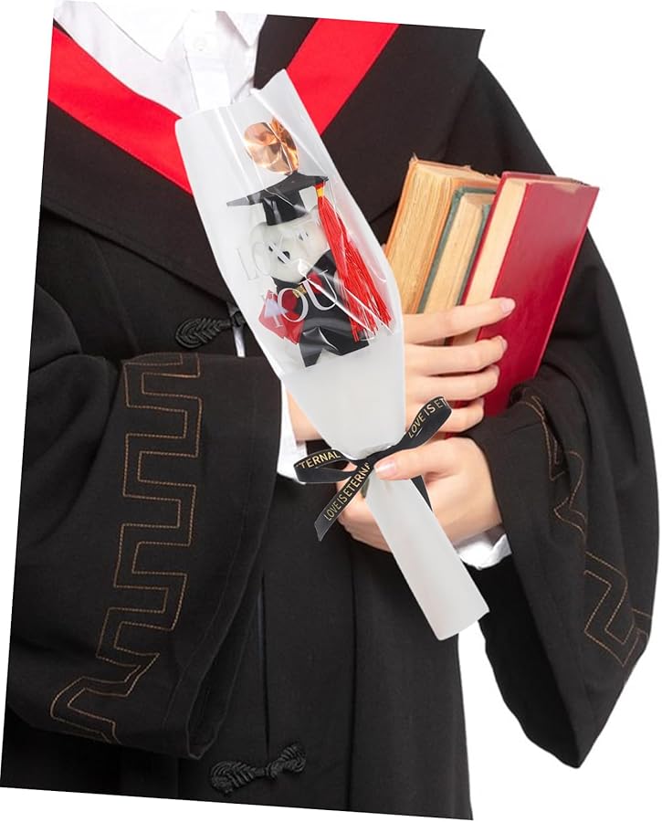 White Graduation Bear Stuffed Animal Bouquet Unique Gift For Graduate Photo Prop Party Decoration - Image 4